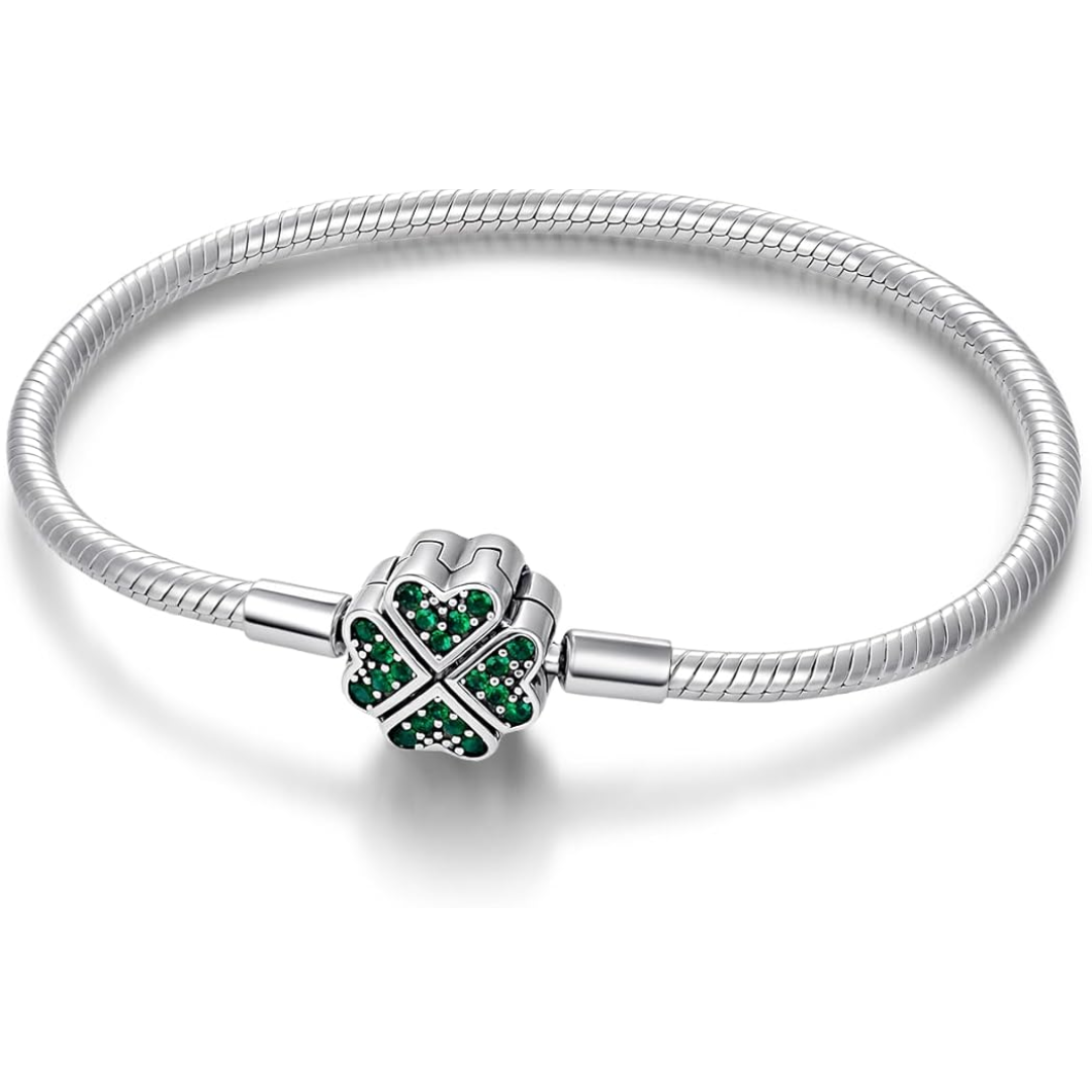 Pulsera de Plata con Broche de Trébol