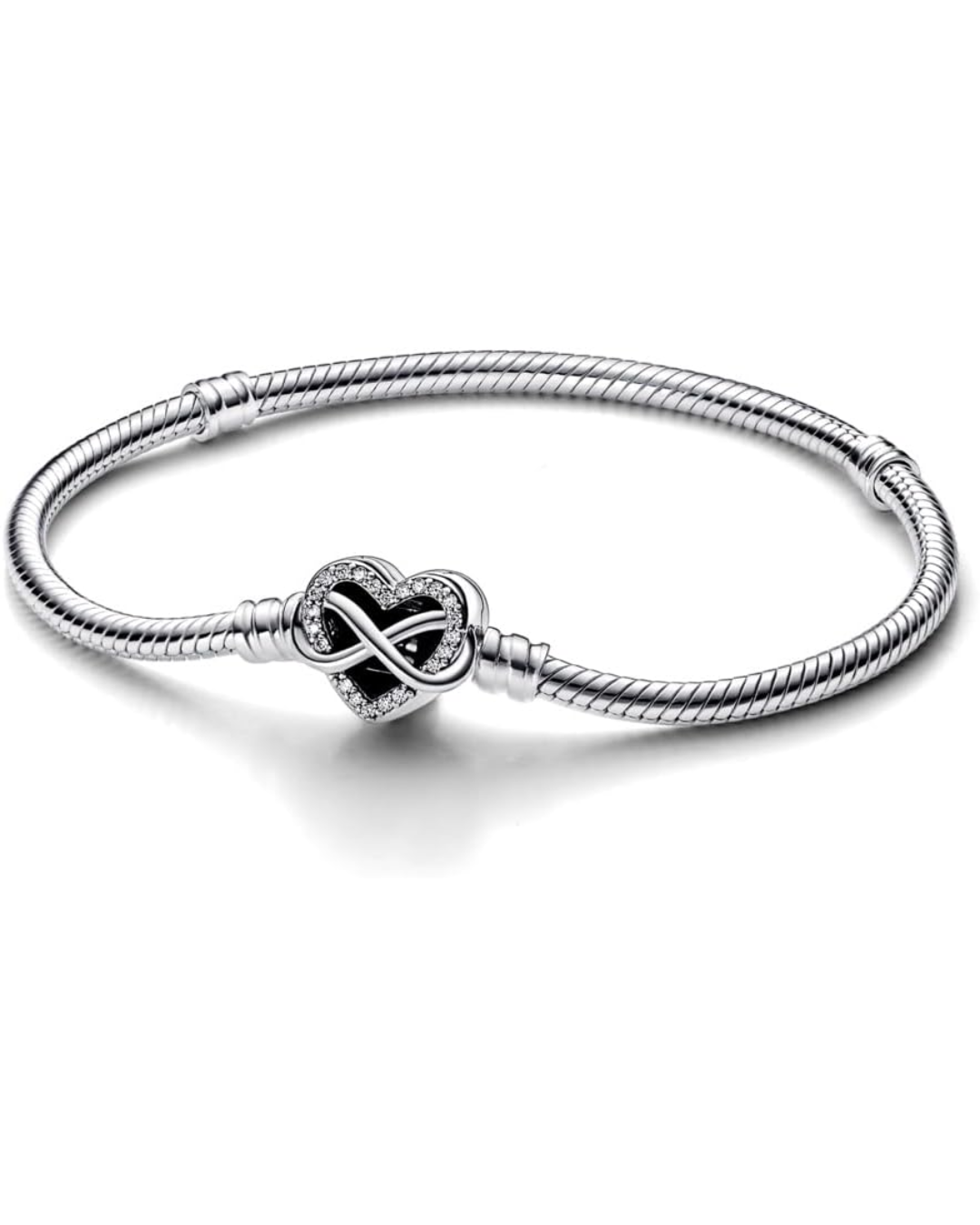 Pulsera de cadena de serpiente con cierre de corazón infinito