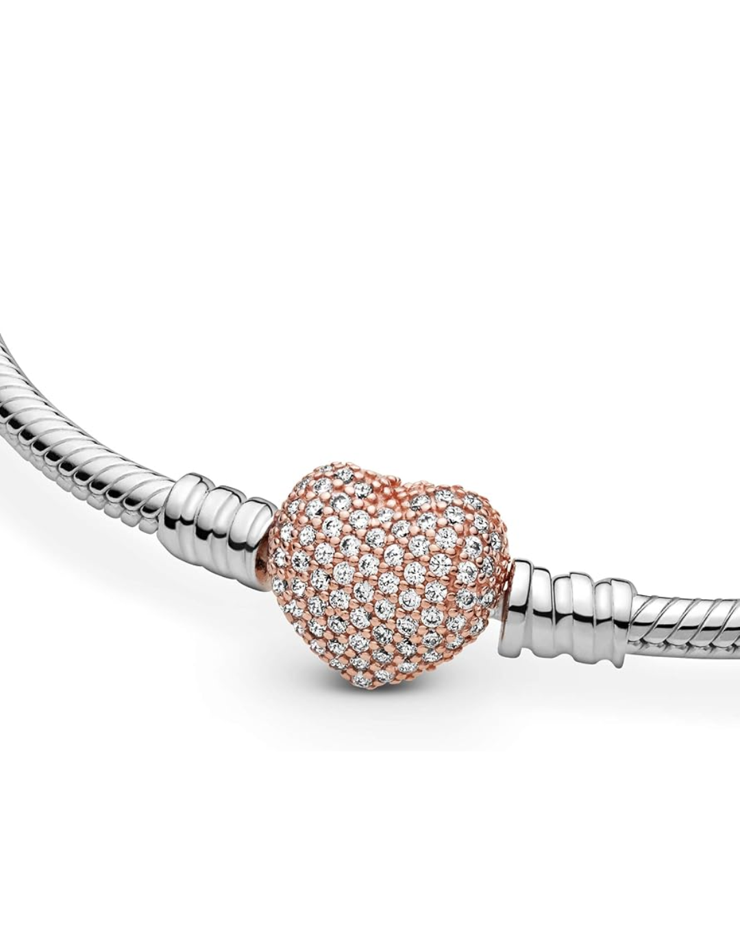 Pulsera de cadena de serpiente con cierre de corazón brillante