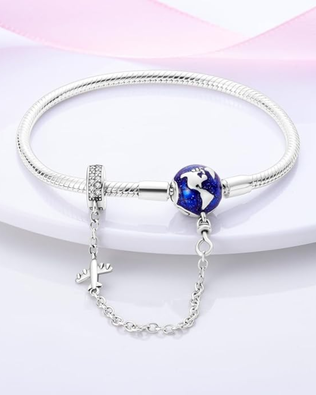 Pulsera de Plata con Broche Planeta tierra