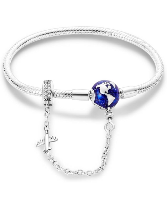 Pulsera de Plata con Broche Planeta tierra