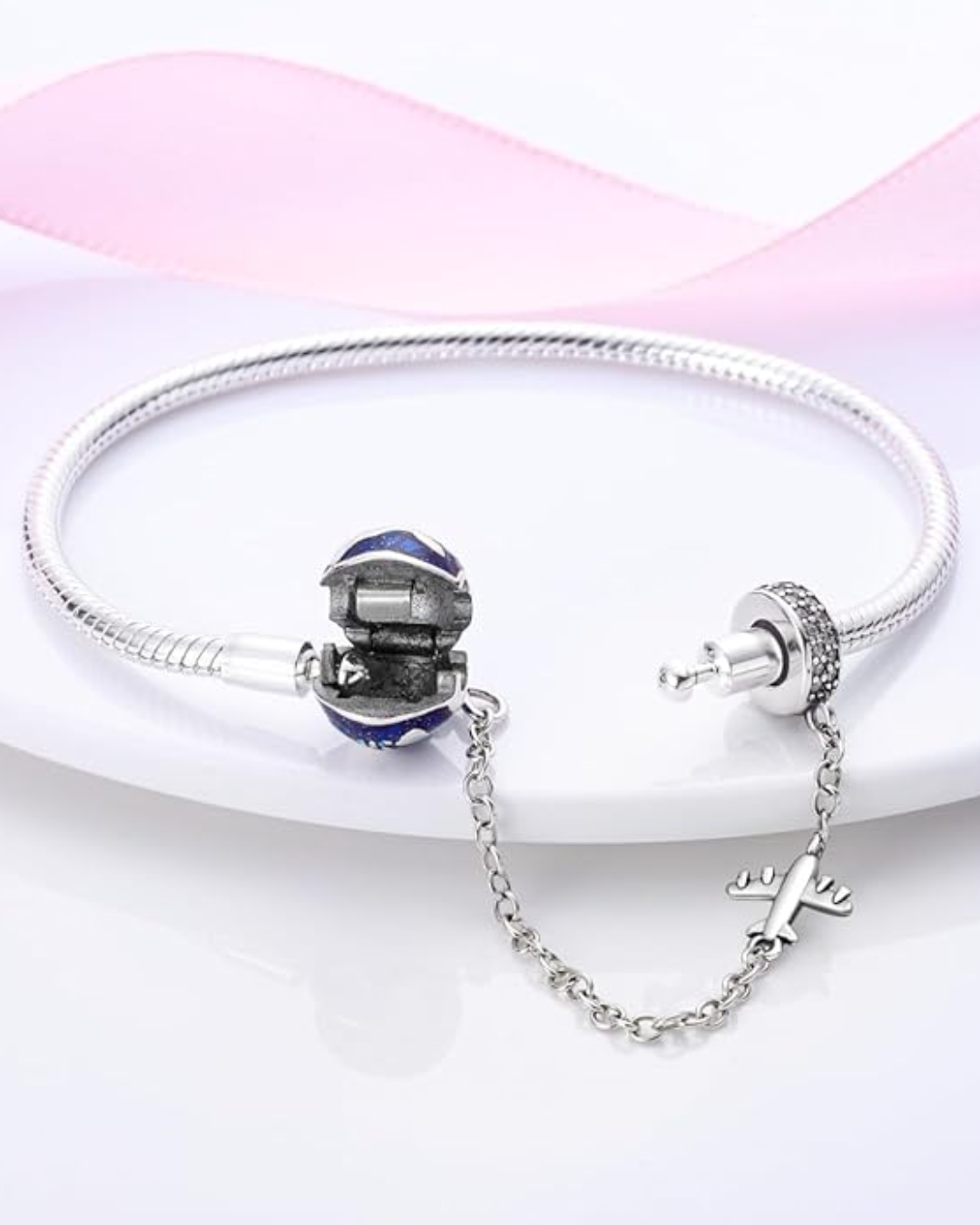 Pulsera de Plata con Broche Planeta tierra